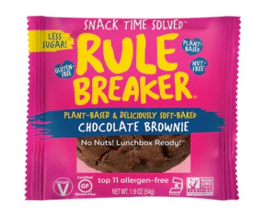 Rule Breaker Plant-based and deliciously soft-baked chocolate brownie