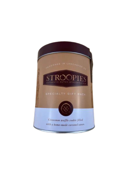 Stroopies Authentic Dutch Stroopwafels. Specialty Gift Tin of Stroopwafels. Cinnamon Waffle cookie filled with a homemade caramel sauce