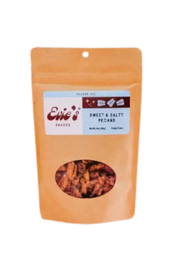 Evie's Snacks. Roasted Pecans Snack Pouch. Sweet and Salty Pecans