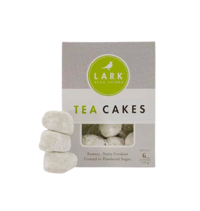 Lark Fine Foods Tea Cakes. Buttery Nutty Cookies Coated in Powdered Sugar