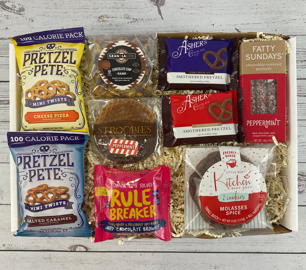 Tis the Season to snack gift box. Holiday Gift box for snack lovers