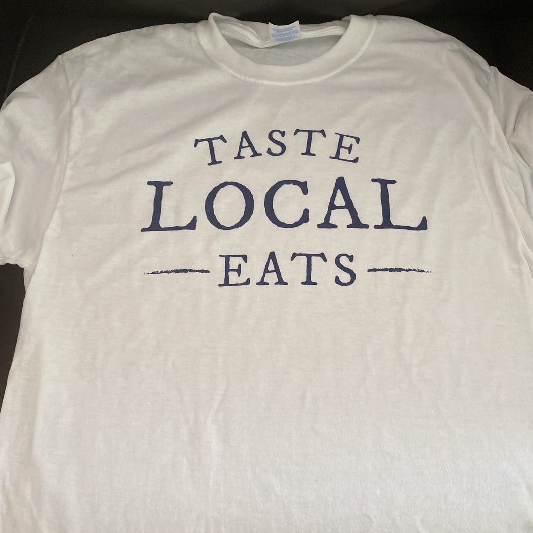 Taste Local Eats Printed Short Sleeve Tshirt in White